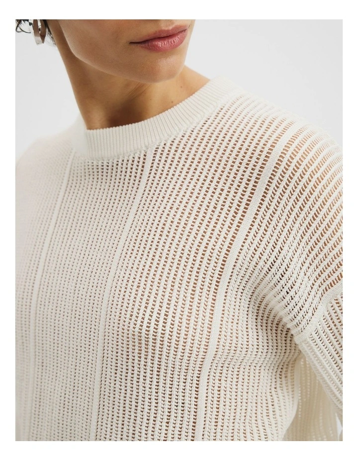 Organically Grown Cotton Long Sleeve Crochet Knit in Antique White image 2