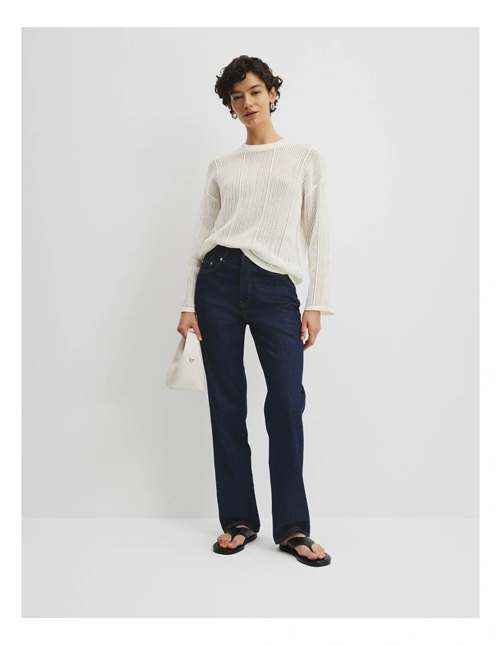 Organically Grown Cotton Long Sleeve Crochet Knit in Antique White image 3