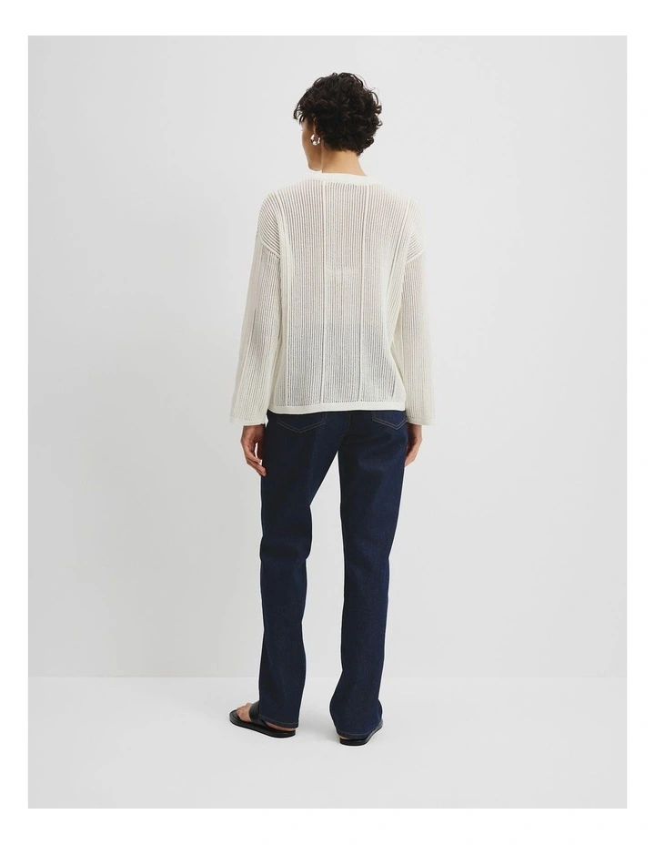 Organically Grown Cotton Long Sleeve Crochet Knit in Antique White image 4