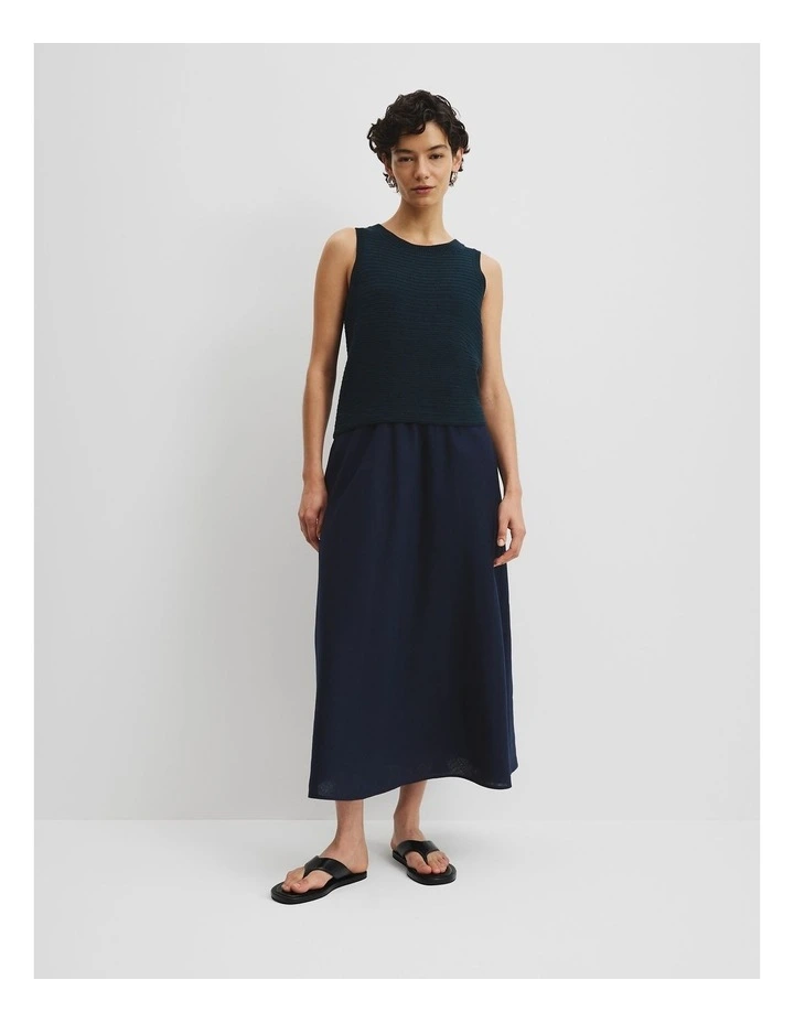 Organically Grown Cotton Crochet Knit Tank in Navy image 2