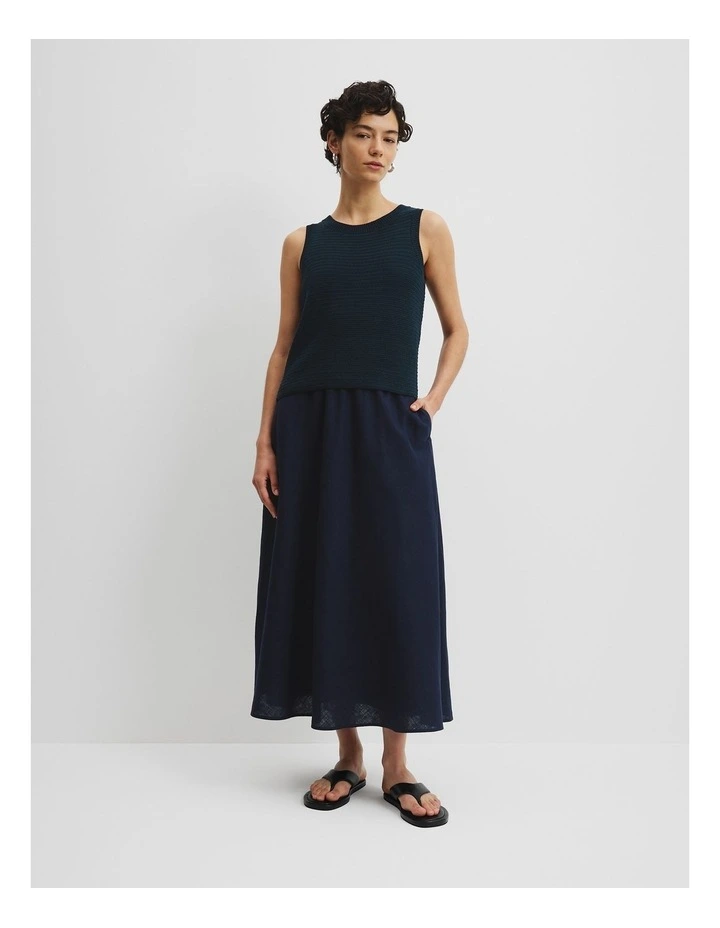 Organically Grown Cotton Crochet Knit Tank in Navy image 3