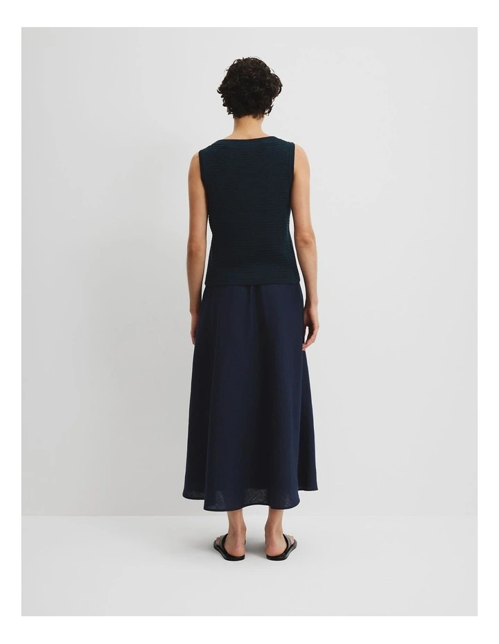 Organically Grown Cotton Crochet Knit Tank in Navy image 4
