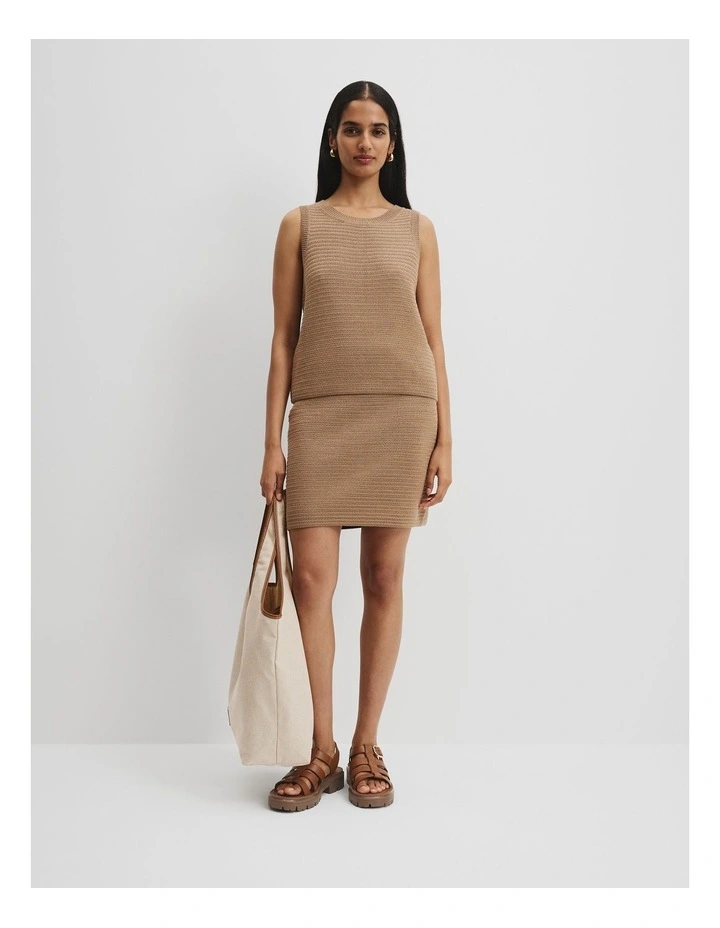 Organically Grown Cotton Crochet Knit Tank in Chai image 2