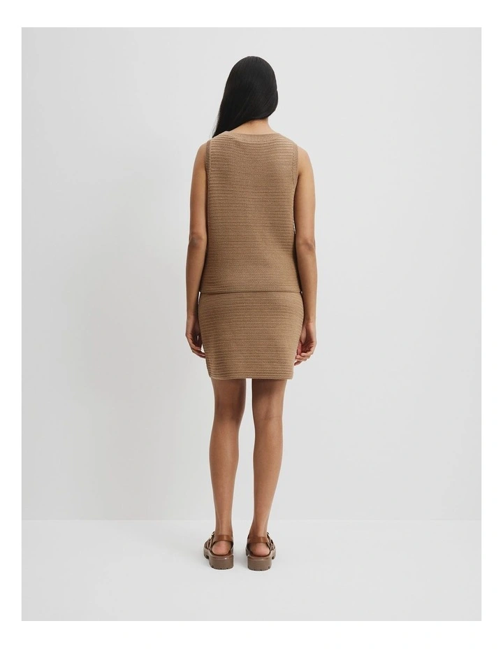 Organically Grown Cotton Crochet Knit Tank in Chai image 4