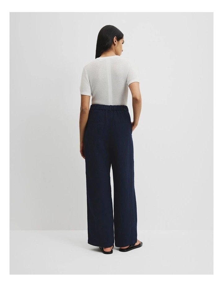 Organically Grown Linen Tuck Front Pant in Navy image 4