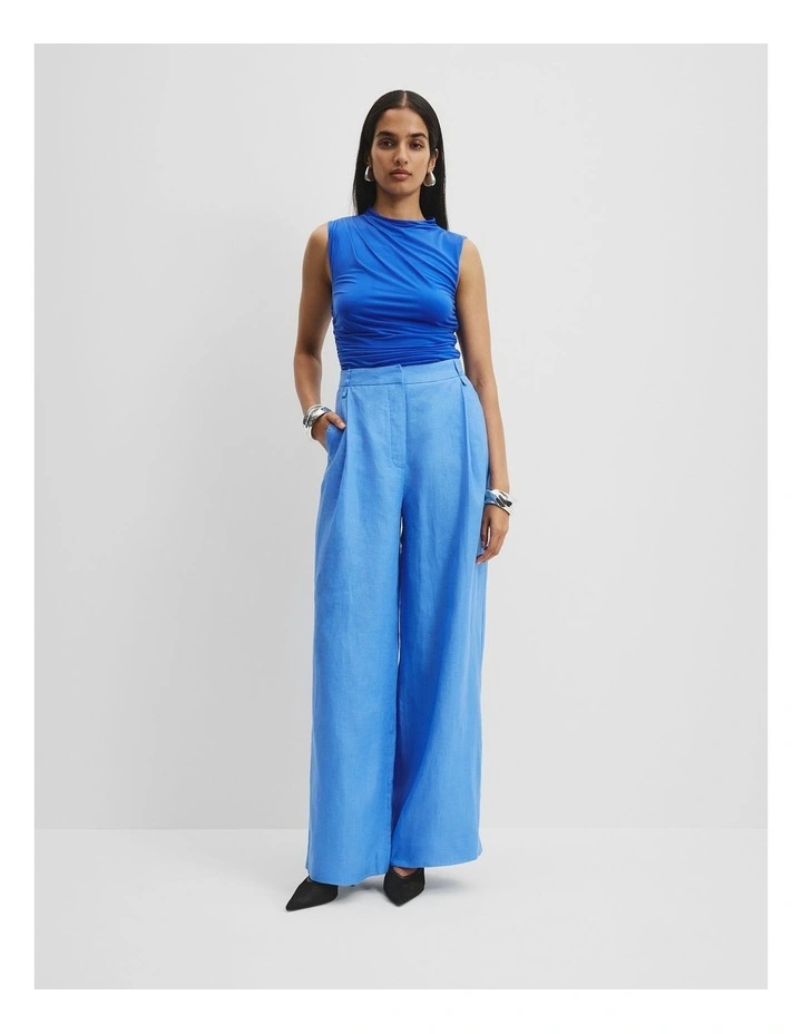 Organically Grown Linen Yarn Dyed Pant in Arctic Blue image 1
