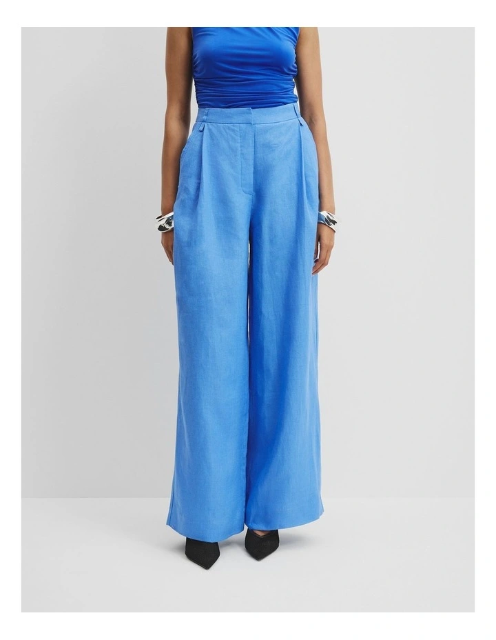 Organically Grown Linen Yarn Dyed Pant in Arctic Blue image 2