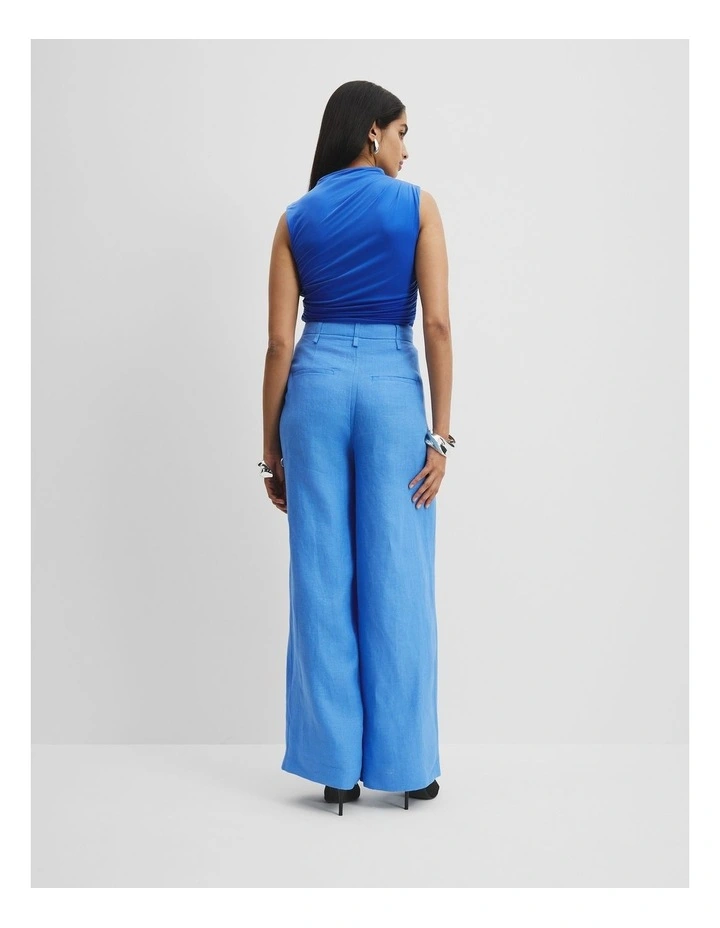 Organically Grown Linen Yarn Dyed Pant in Arctic Blue image 4