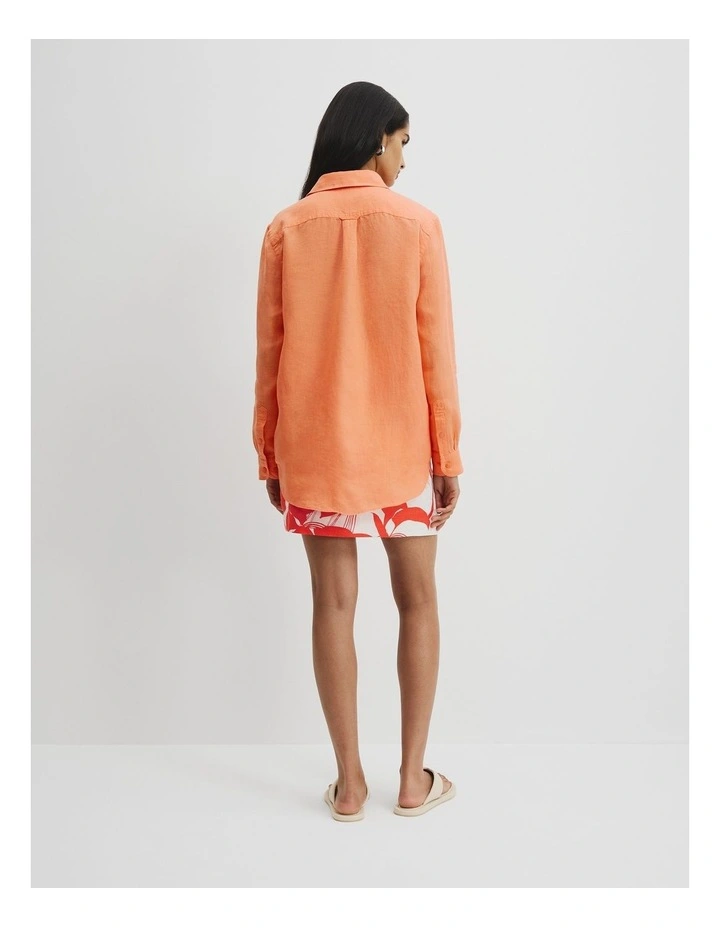 Organically Grown Linen Shirt in Melon image 4