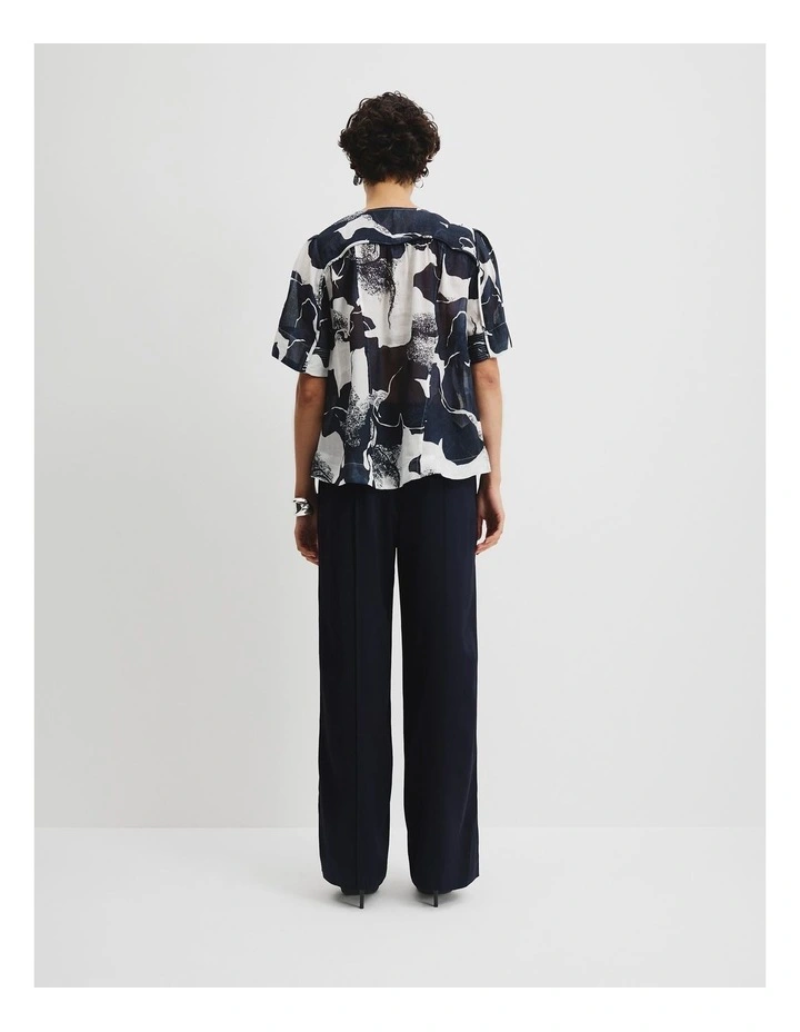 Print Panel Detail Blouse in Navy Textured Geo image 4