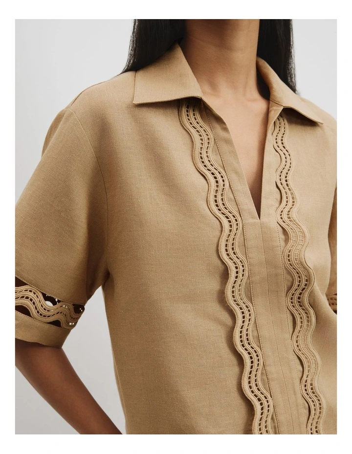 Linen Scallop Trim Popover in Chai image 3