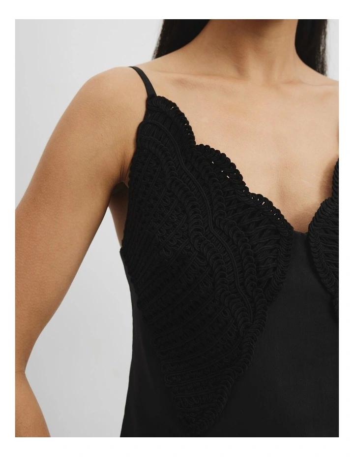 Crochet Trim Cami Top in Black image 2