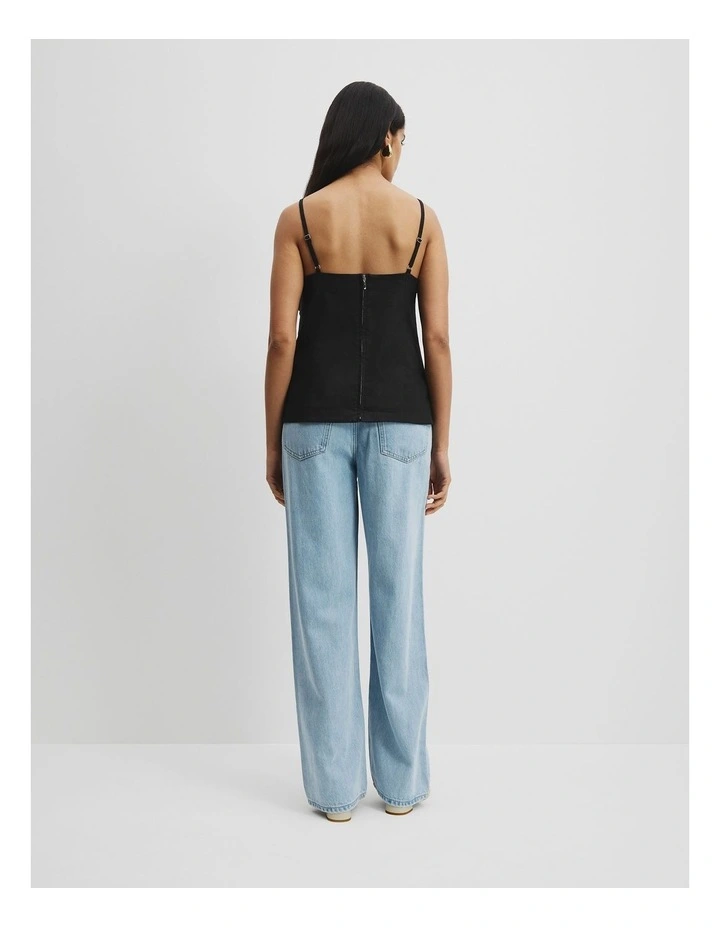 Crochet Trim Cami Top in Black image 4