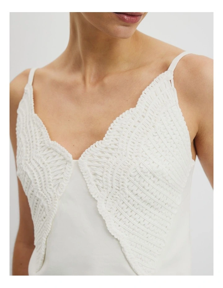 Crochet Trim Cami Top in Antique White image 2