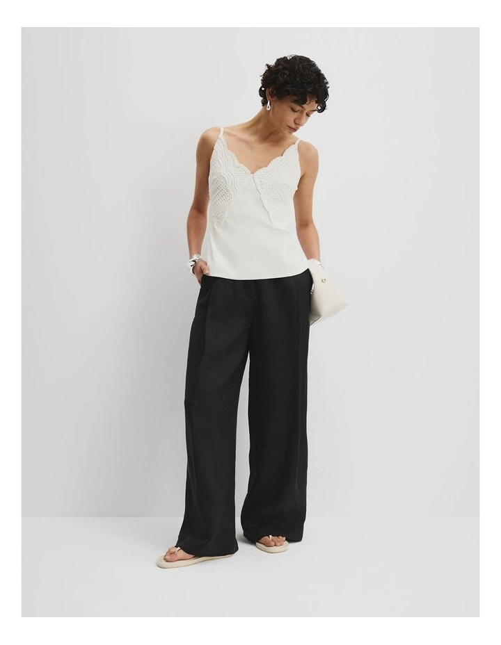 Crochet Trim Cami Top in Antique White image 3