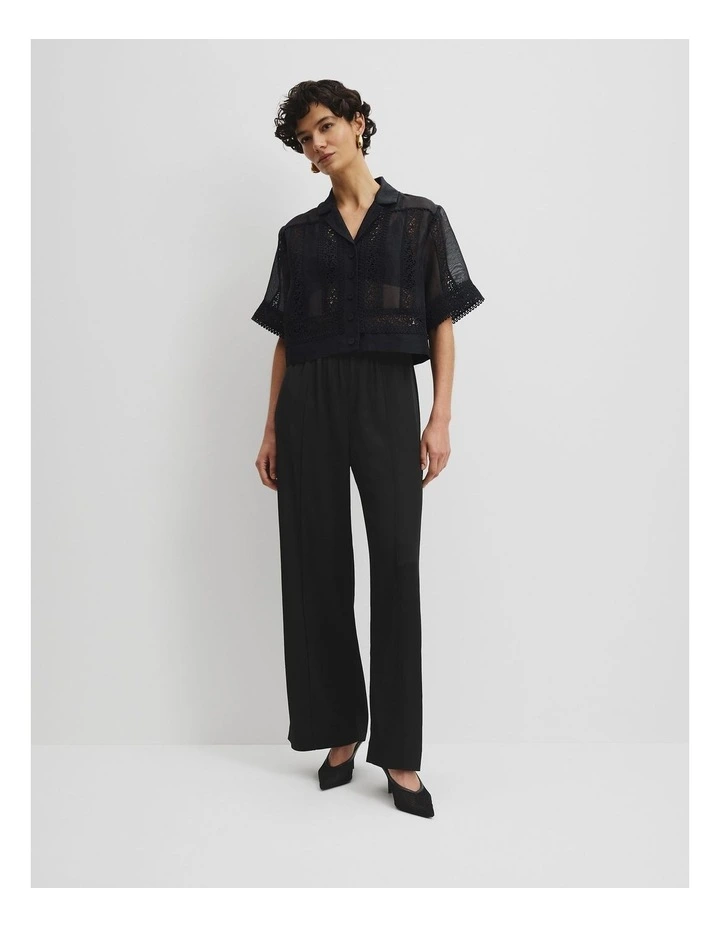 Crochet Applique Shirt in Black image 2