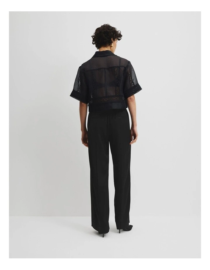 Crochet Applique Shirt in Black image 4