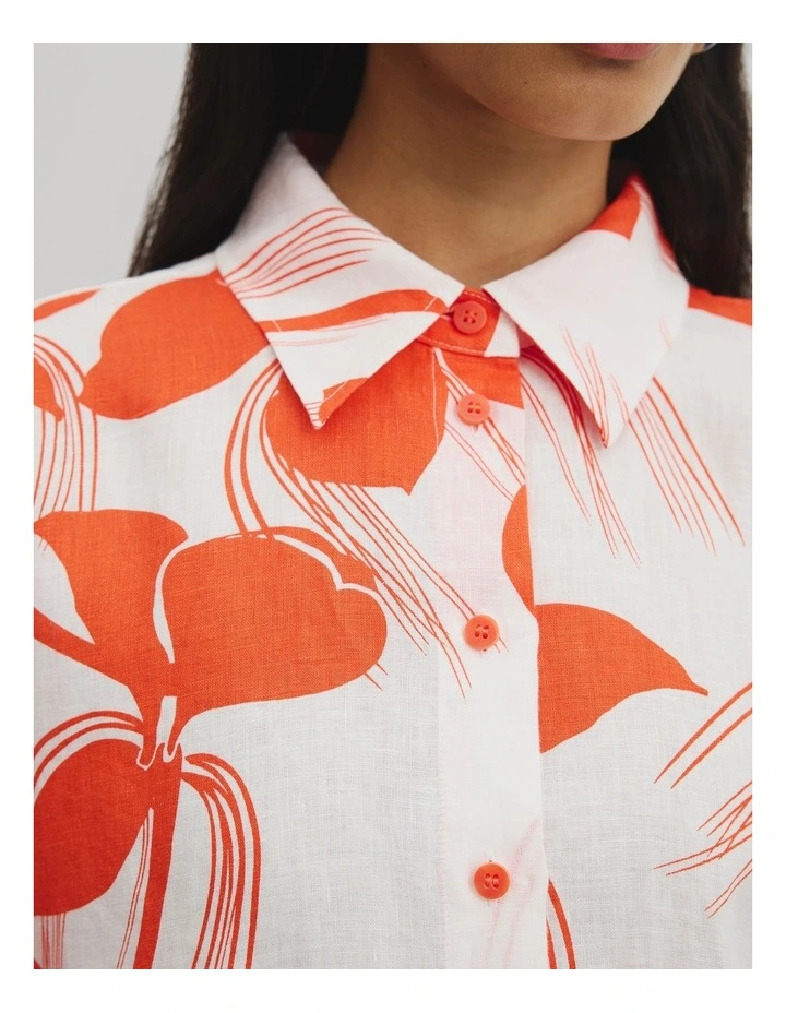 Organically Grown Linen Short Sleeve Shirt in Light Botanical Oran image 2