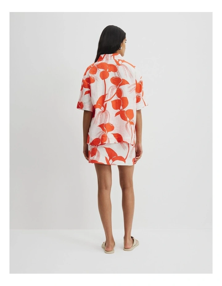 Organically Grown Linen Short Sleeve Shirt in Light Botanical Oran image 4