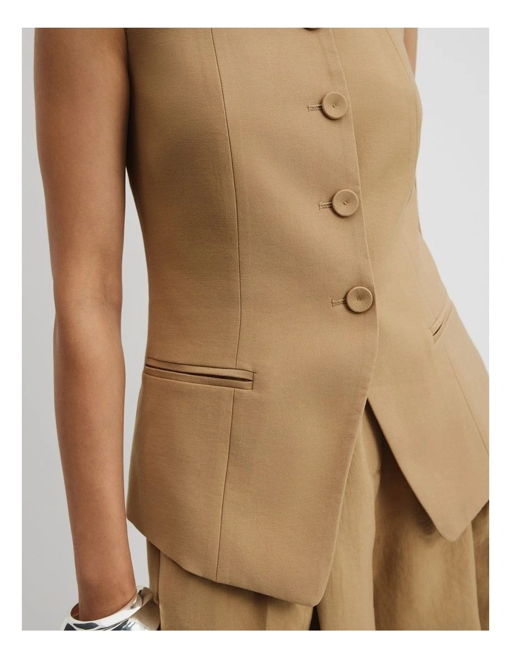 Button Detail Vest Top in Chai image 3