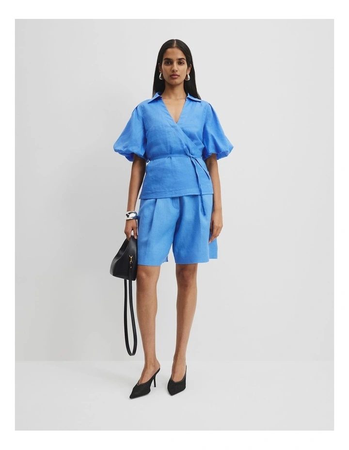 Wrap Ramie Blouse in Arctic Blue image 3
