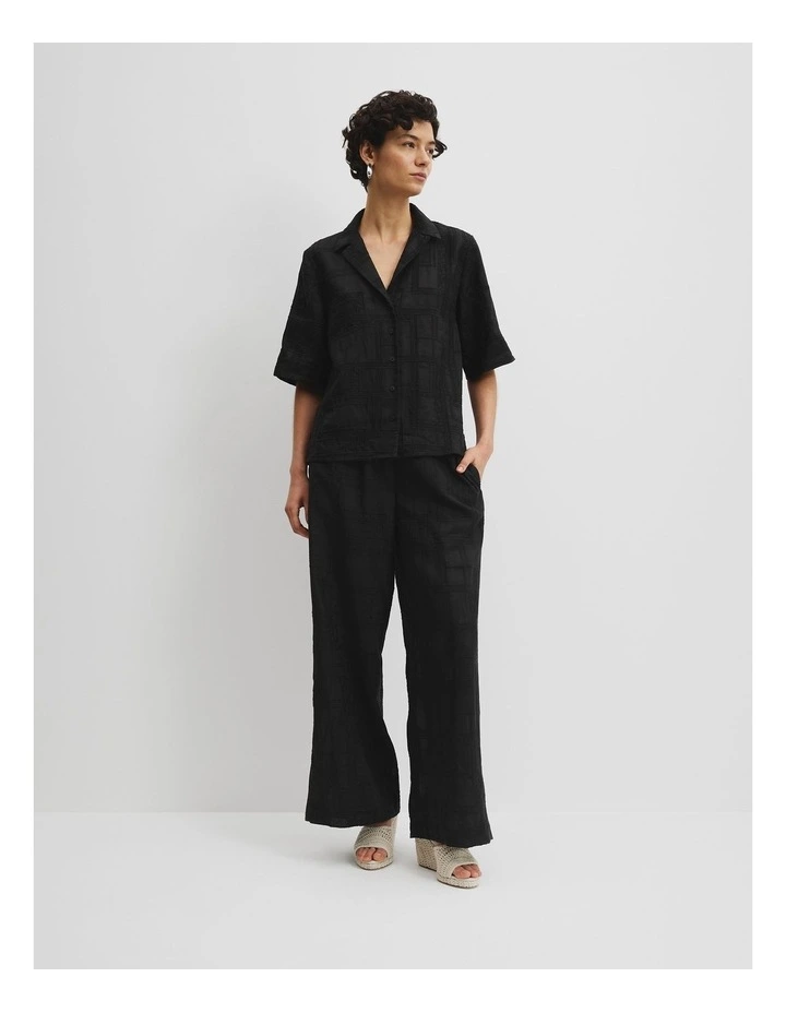 Embroidered Short Sleeve Shirt in Black image 2