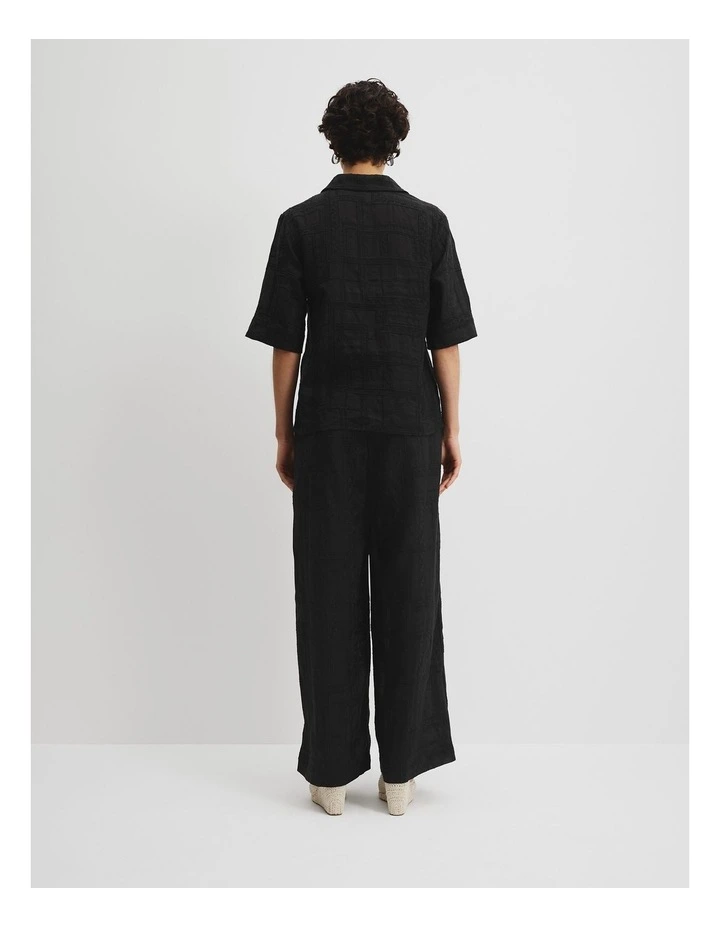 Embroidered Short Sleeve Shirt in Black image 4