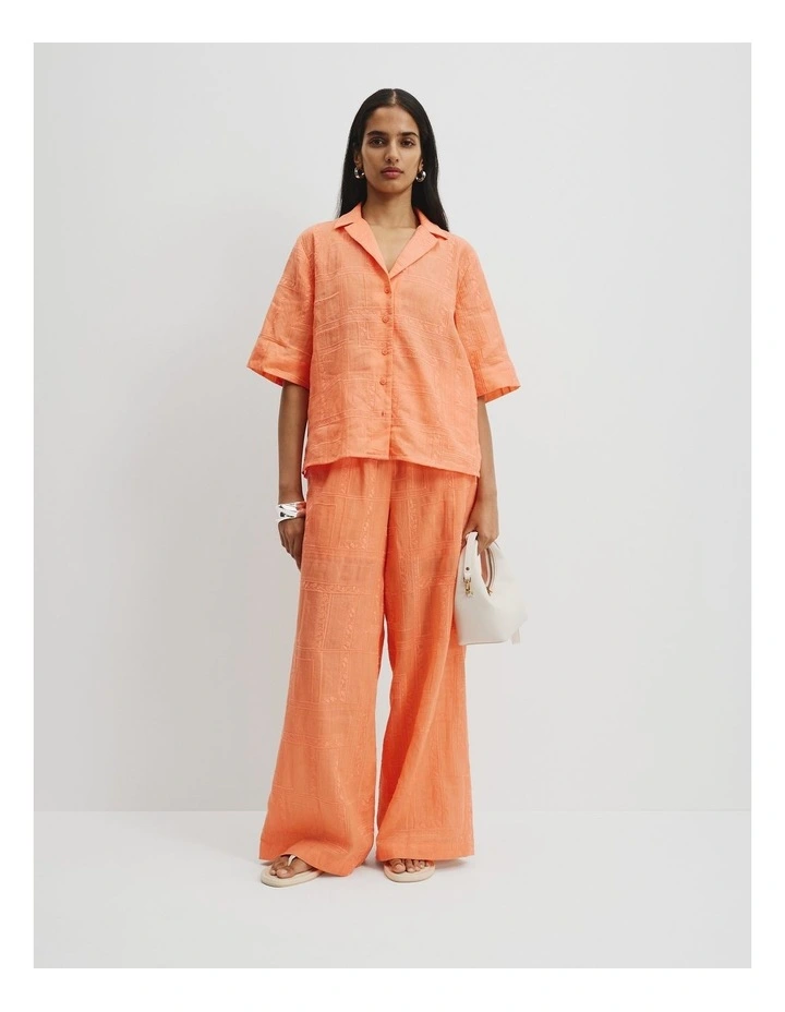 Embroidered Short Sleeve Shirt in Melon image 1