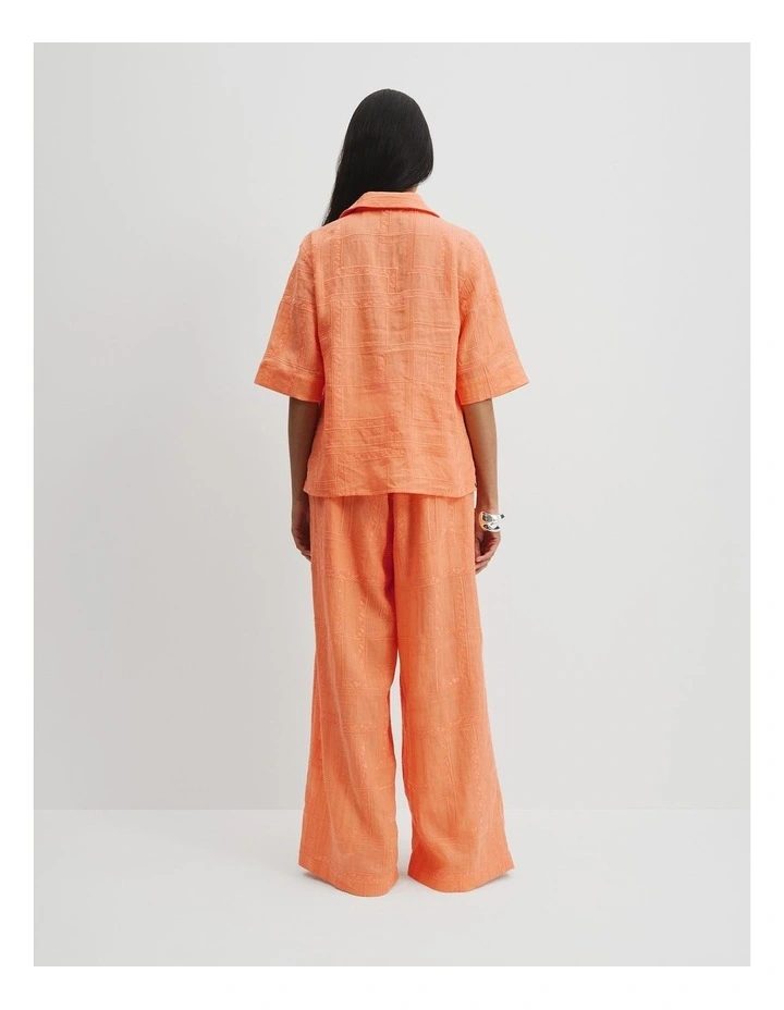 Embroidered Short Sleeve Shirt in Melon image 4