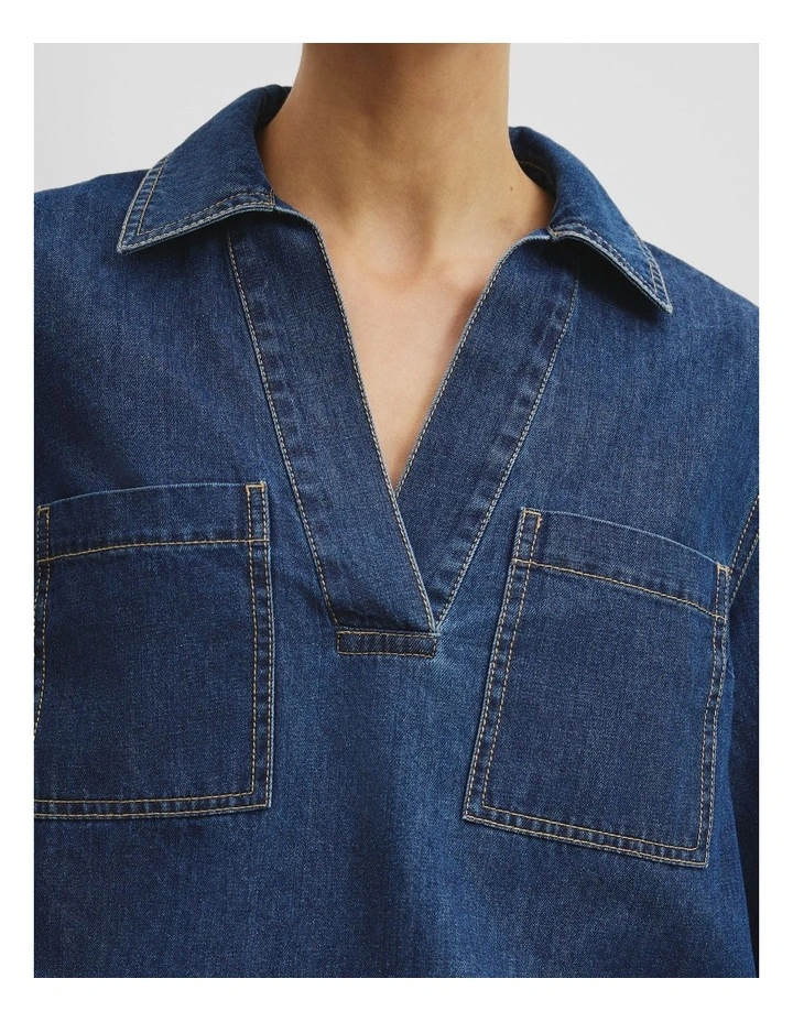 Chambray Short Sleeve Popover in Washed Indigo image 2