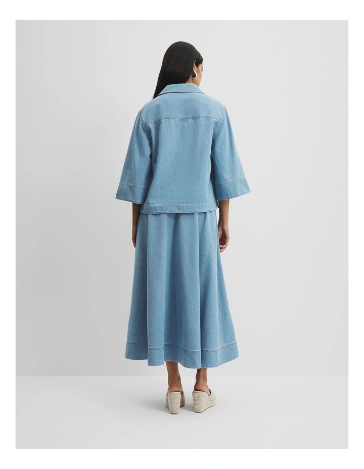 Chambray Short Sleeve Popover in Light Wash image 4