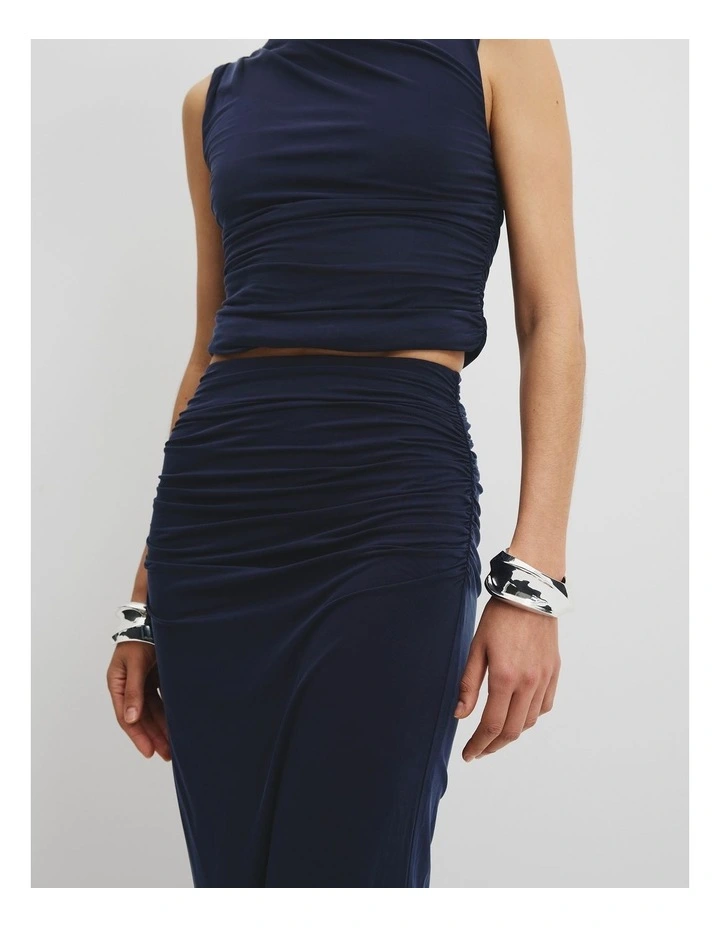 Cupro Jersey Skirt in Navy image 2