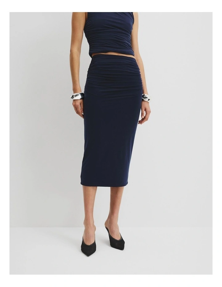 Cupro Jersey Skirt in Navy image 3