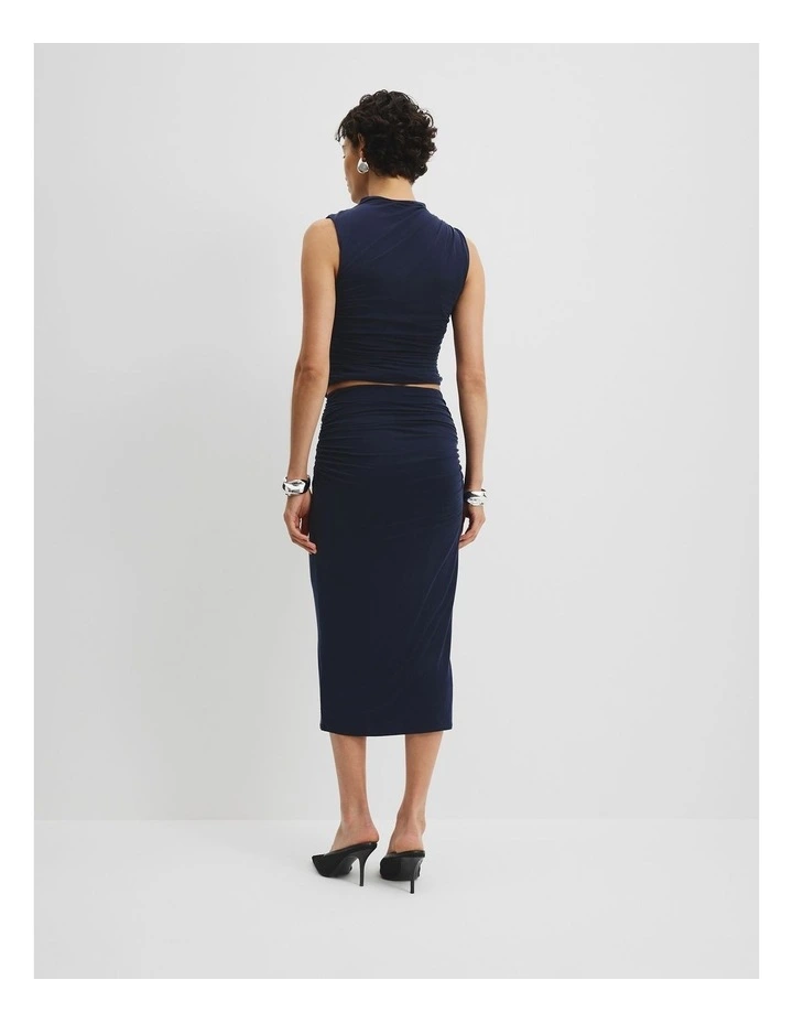 Cupro Jersey Skirt in Navy image 4