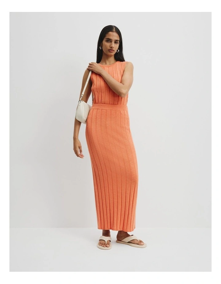 Organically Grown Cotton Linen Knit Skirt in Melon image 1