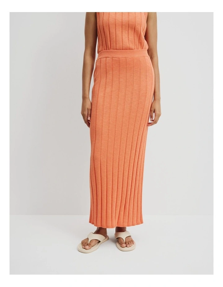 Organically Grown Cotton Linen Knit Skirt in Melon image 2
