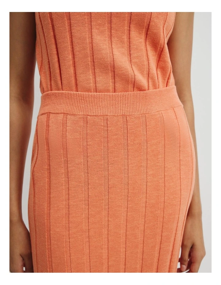 Organically Grown Cotton Linen Knit Skirt in Melon image 3