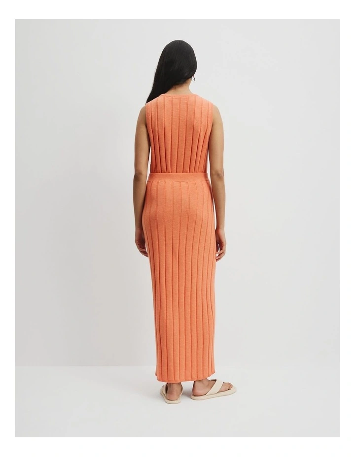 Organically Grown Cotton Linen Knit Skirt in Melon image 4