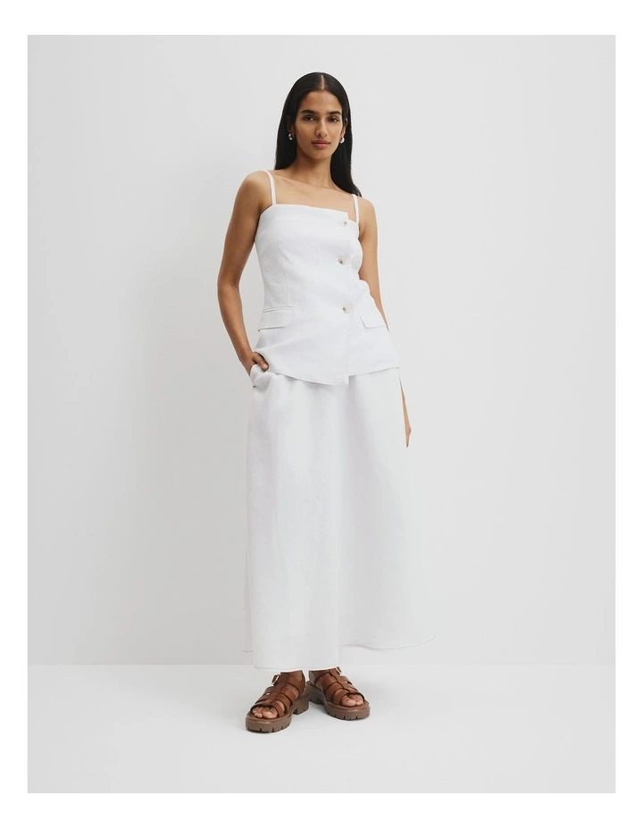 Organically Grown Linen Pull-On Skirt in White image 1