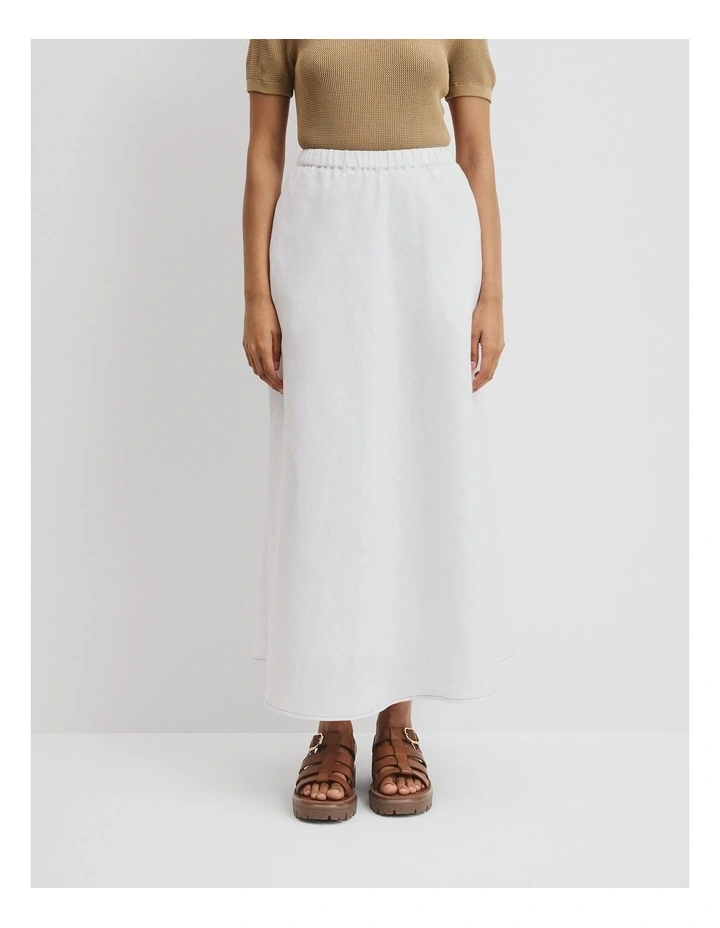 Organically Grown Linen Pull-On Skirt in White image 2