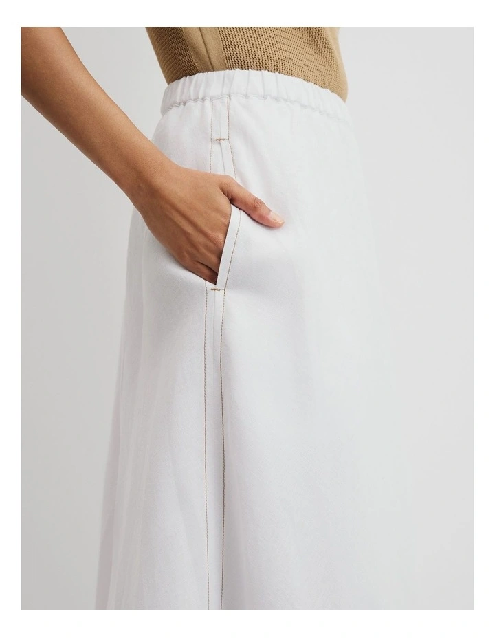 Organically Grown Linen Pull-On Skirt in White image 3