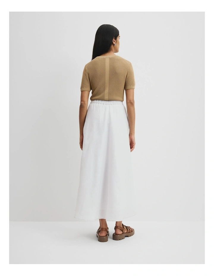 Organically Grown Linen Pull-On Skirt in White image 4