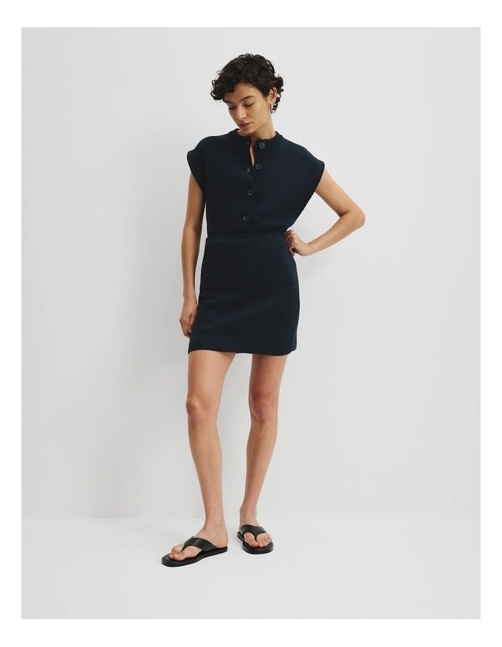 Organically Grown Cotton Crochet Mini Knit Skirt in Navy image 1