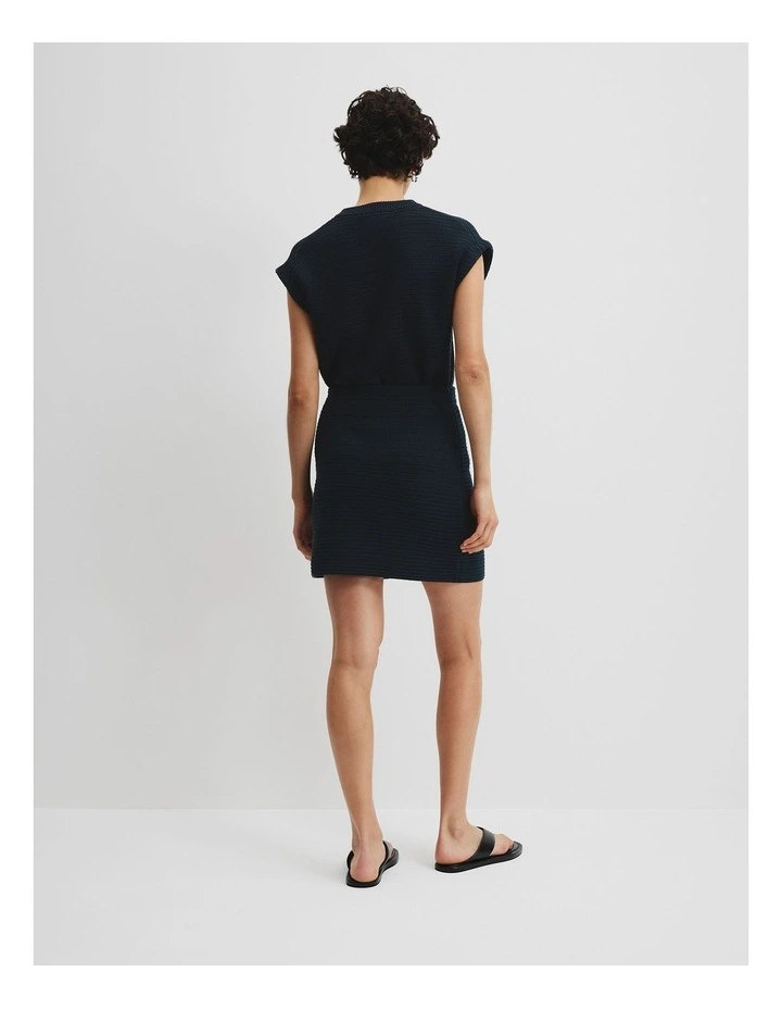 Organically Grown Cotton Crochet Mini Knit Skirt in Navy image 4