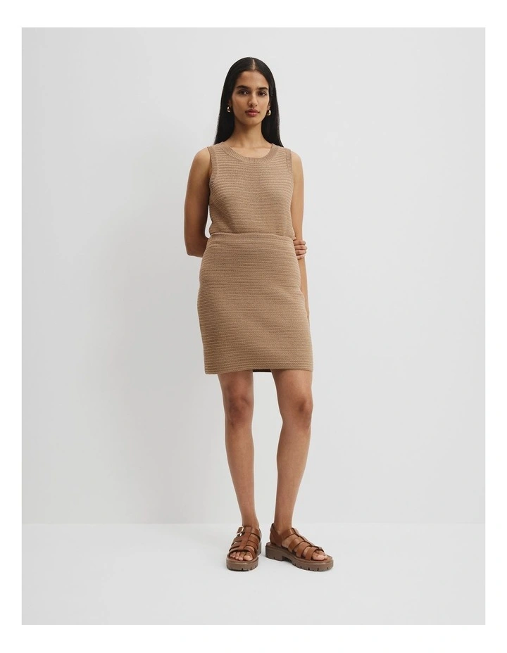 Organically Grown Cotton Crochet Mini Knit Skirt in Chai image 1