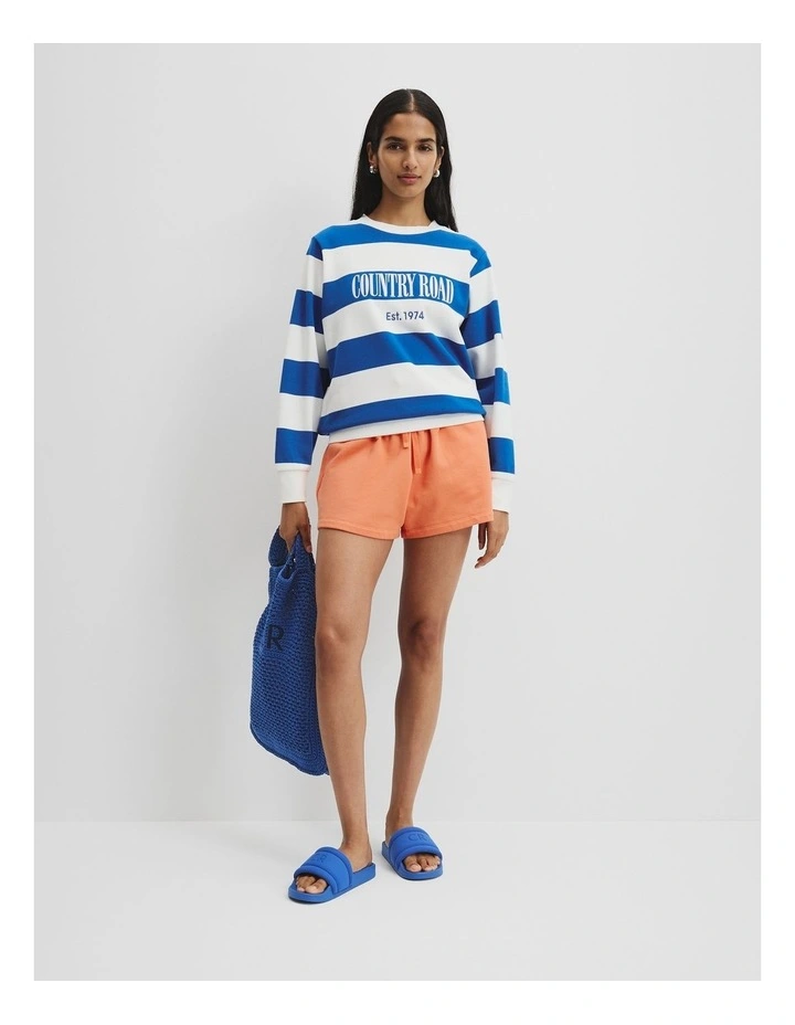 Australian Cotton Stripe Heritage Sweat in Marine Stripe image 3