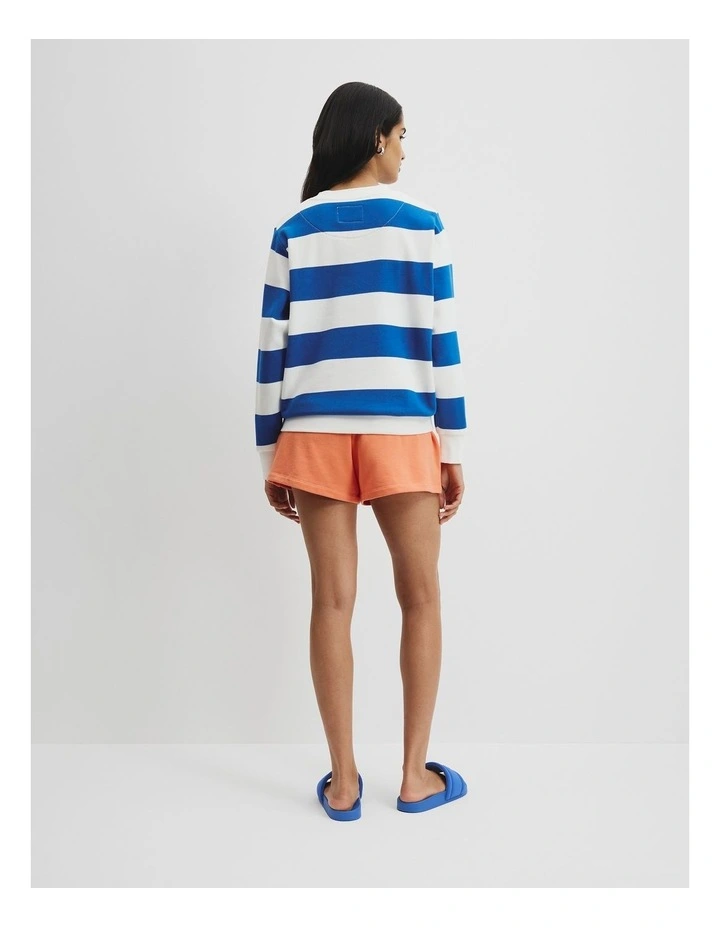 Australian Cotton Stripe Heritage Sweat in Marine Stripe image 4