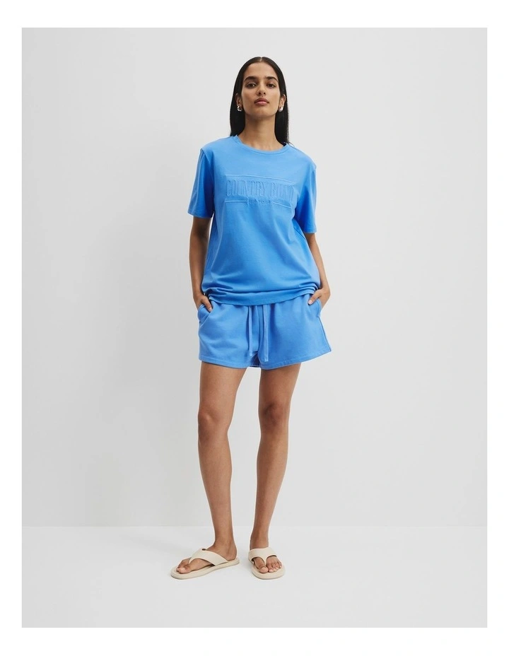 Verified Australian Cotton Heritage Embroidered T-shirt in Arctic Blue image 2