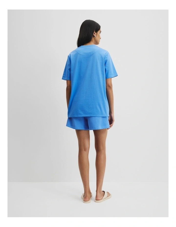 Verified Australian Cotton Heritage Embroidered T-shirt in Arctic Blue image 4