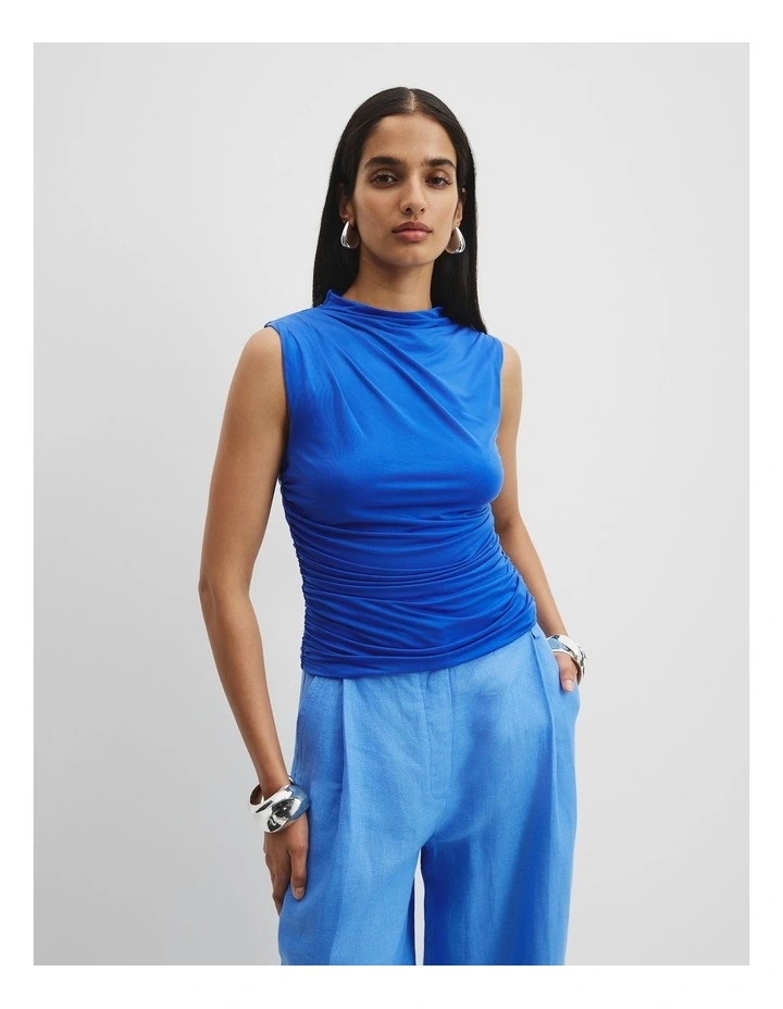 Cupro Jersey Tank in Marine Blue image 1
